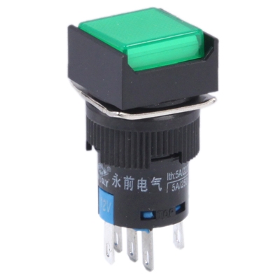 

Car DIY Square Button Push Switch with LED Indicator, DC 24V(Green)