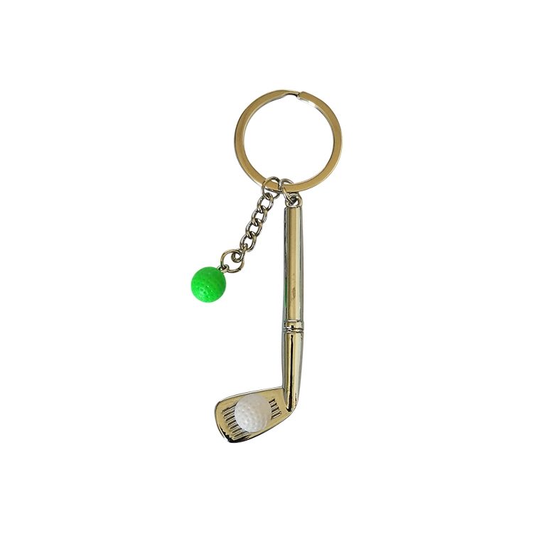 

Metal Golf Club Shape Decorative Keychain Holder(Silver+Green Ball)