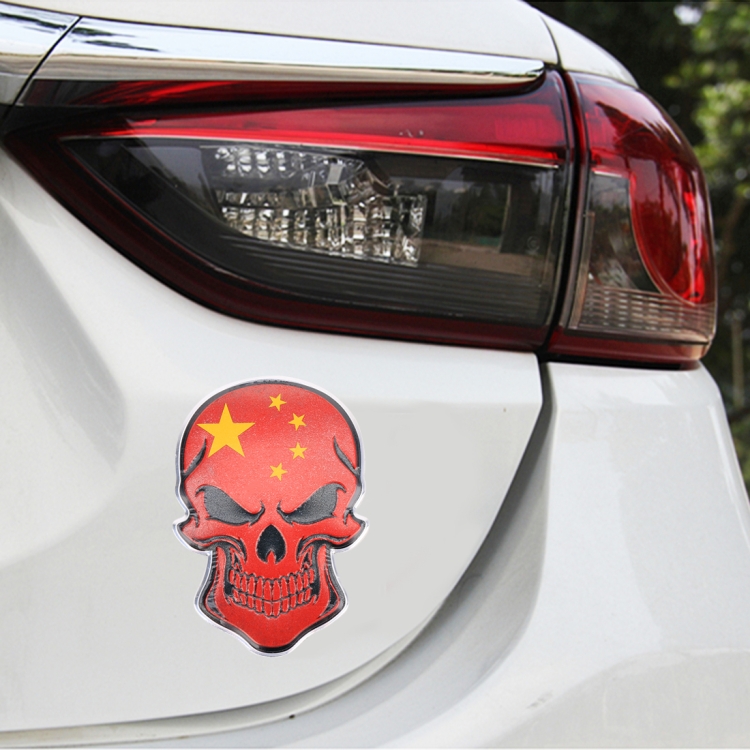

Universal Car Chinese Flag Skull Shape Metal Decorative Sticker
