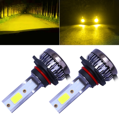 

2 PCS 9006 DC9-36V / 36W / 3000K / 6000LM IP68 Car / Motorcycle Mini COB LED Headlight Lamps / Fog Light(Gold Light)