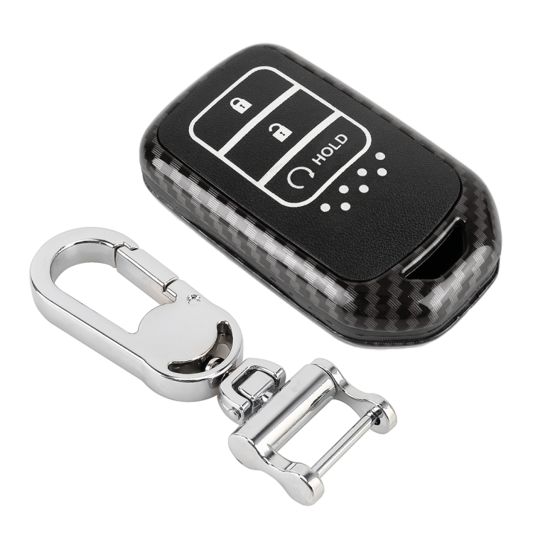 

Carbon Fiber Texture Car Key Protective Cover for Honda English Return Button (Black)