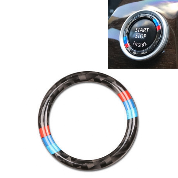 

Car Carbon Fiber Soft Panel Engine Start Key Push Button Ring Trim Decorative Sticker for BMW E90 / E92 / E93 2005-2012