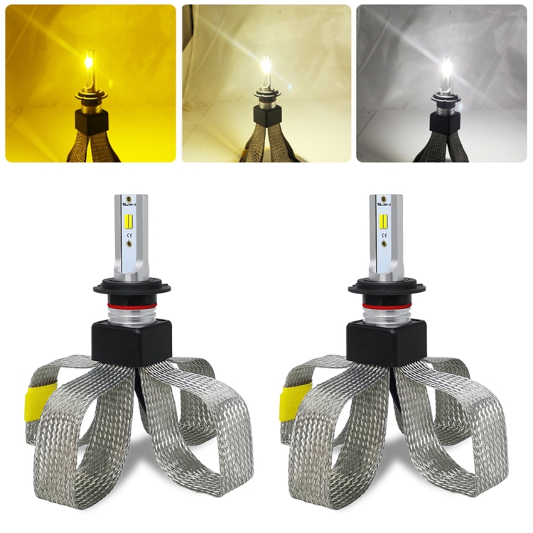

2 PCS T9 H7 9-36V / 25W / 3000K 4300K 6000K / 3000LM IP68 Car Triple Color LED Headlight Lamps