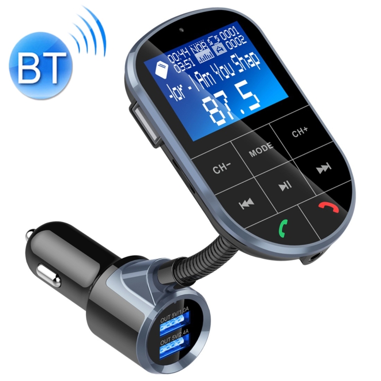 

BC37 Dual USB Charging Smart Bluetooth FM Transmitter MP3 Music Player Car Kit, Support Hands-Free Call & TF Card & U Disk(Black)