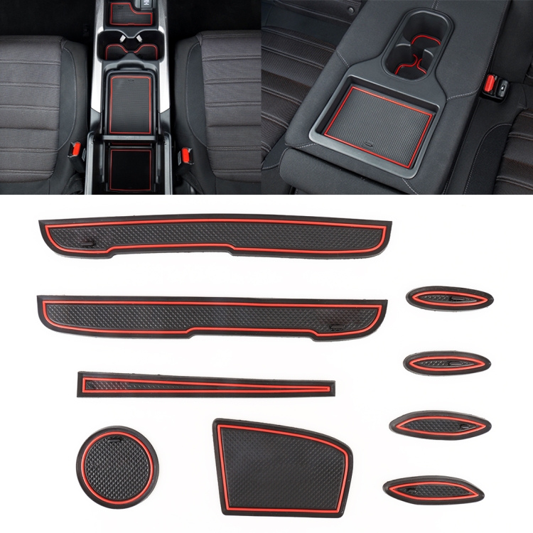 

Car Water Cup Gate Slot Mats Plastic Red Anti-Slip Interior Door Pad for Toyota Vios 2014-2016