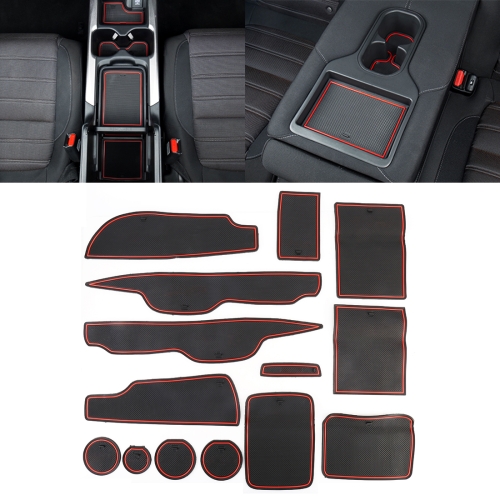 

Car Water Cup Gate Slot Mats Plastic Red Anti-Slip Interior Door Pad for Mercedes-Benz E300L 2016