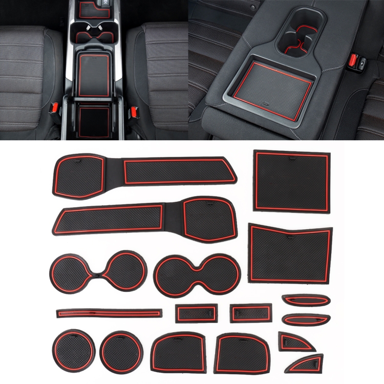 

Car Water Cup Gate Slot Mats Plastic Red Anti-Slip Interior Door Pad for Nissan X-trail 2013-2016