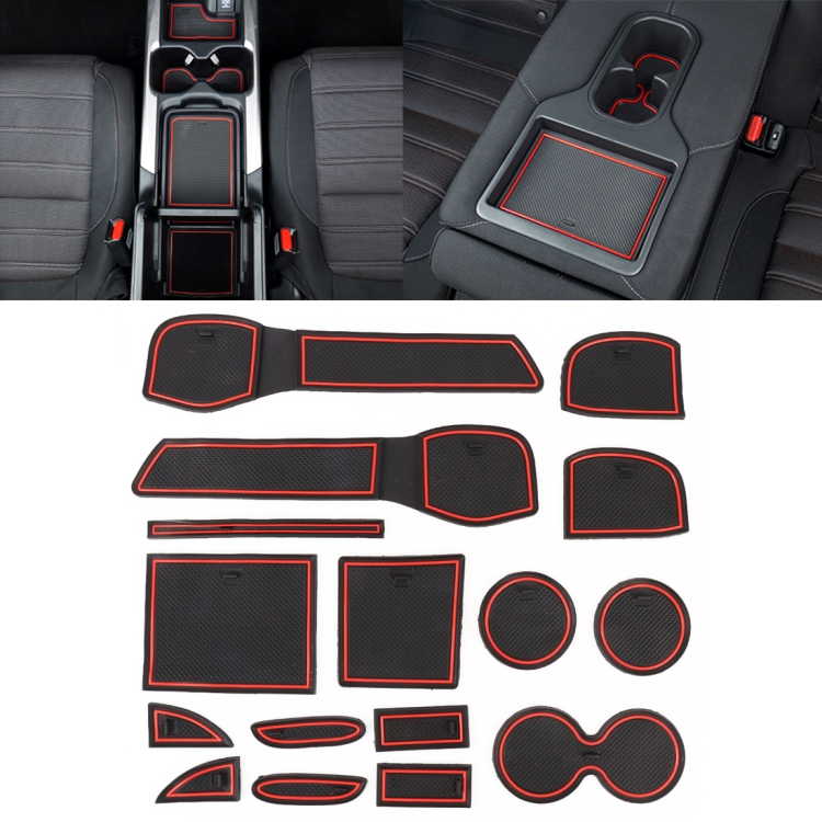 

Car Water Cup Gate Slot Mats Plastic Red Anti-Slip Interior Door Pad for Nissan X-trail 2017 Five Seats