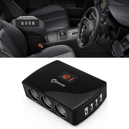 

XPower E5 3 Multi-functional Cigarette Socket Lighter Splitter with 4 USB Ports Car Charger, Cable Length: 90cm