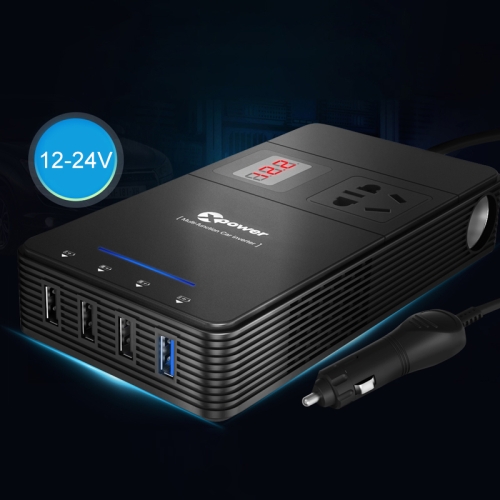 

XPower T1C 310W DC 12V to AC 120V / DC 24V to AC 220V Car Multi-functional Digital Display Power Inverter 4 USB Ports 8.0A Charger Adapter + Negative Ions Air Cleaner