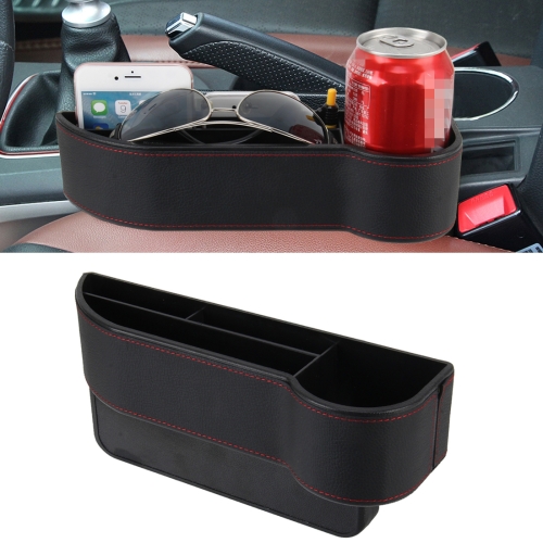 

Car Seat Crevice Storage Box with Interval Cup Drink Holder Auto Gap Pocket Stowing Tidying for Phone Pad Card Coin Case Accessories(Black)