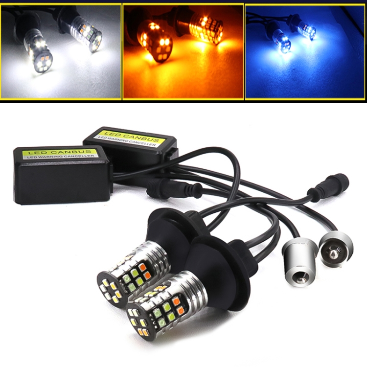 

2 PCS 1156 / BA15S DC 9-24V 4W Car Auto Triple Colors Turn Lights / Daytime Running Lights, with 30LEDs SMD-3030 Lamp Beads