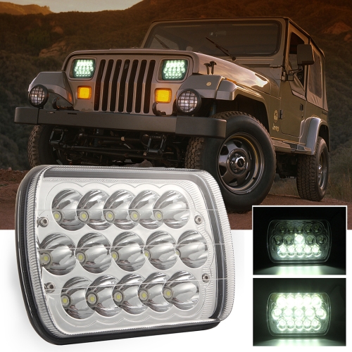 

7 inch 5X7 H4 15W DC 9-30V 1500LM IP67 Car Truck Off-road Vehicle LED Work Lights / Headlight, with 15LEDs Lamps