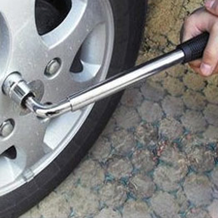 

Telescoping Wheel Lug Wrench with Reversible 17mm & 19mm, 21mm & 23mm Socket Adapters And Extended Nonslip Handle from 14.4 inch to 20.5 inch