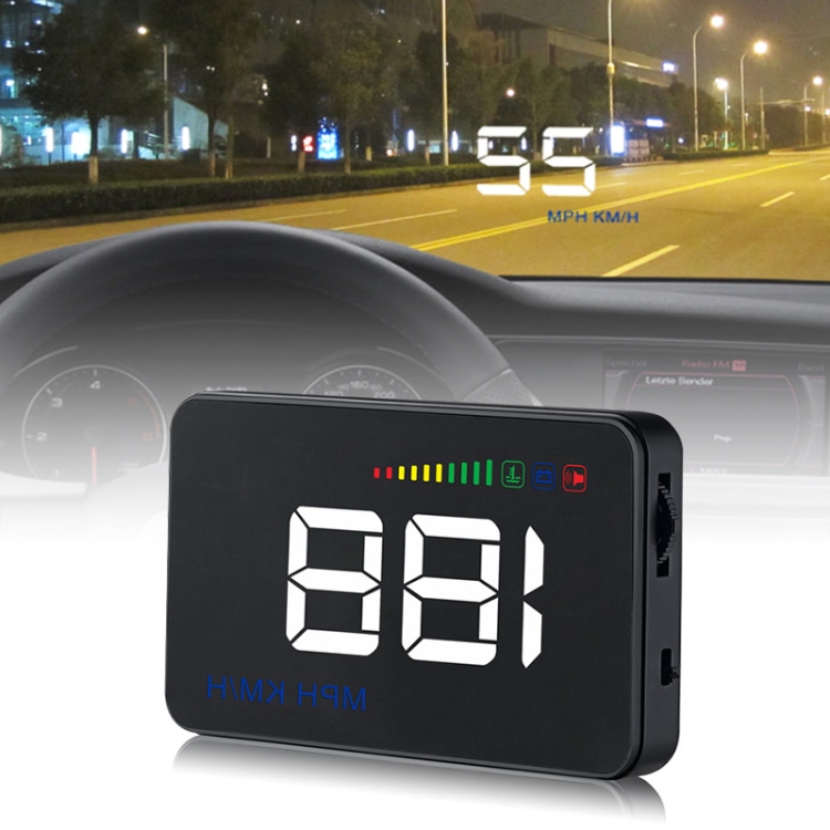 

A500 OBD2 3.5 inch Vehicle-mounted Head Up Display Security System, Support Car Speed / Engine Revolving Speed Display / Water Temperature / Voltage / Detection and Elimination Fault Code