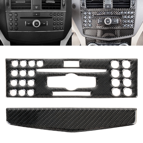 

2 PCS Car CD Adjustment Frame Carbon Fiber Decorative Sticker for Mercedes-Benz W204