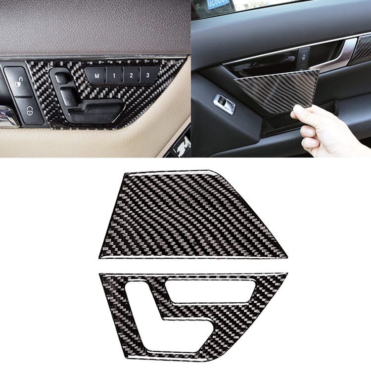 

2 PCS Car Front Door Seat Adjustment Frame Carbon Fiber Decorative Sticker for Mercedes-Benz W204