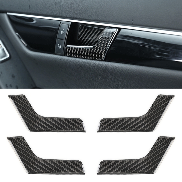 

4 PCS Car Door Inner Handle Panel Carbon Fiber Decorative Sticker for Mercedes-Benz W204