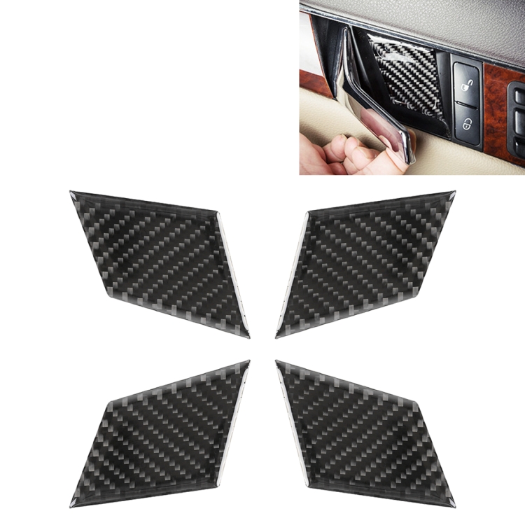 

4 PCS Car Door Inner Handle Wrist Panel Carbon Fiber Decorative Sticker for Mercedes-Benz W204