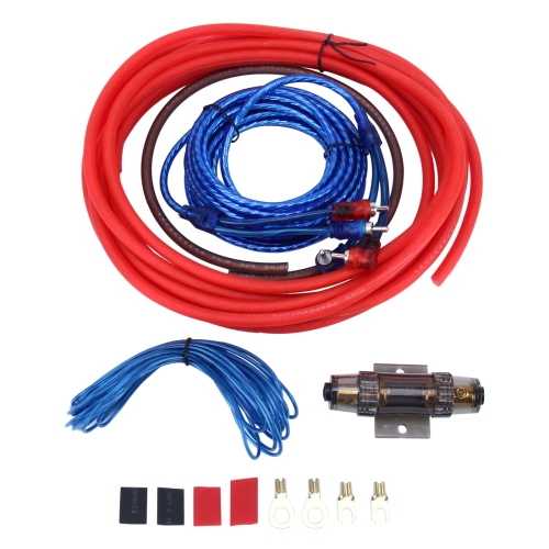 

1200W 8GA Car Copper Clad Aluminum Power Subwoofer Amplifier Audio Wire Cable Kit with 60Amp Fuse Holder