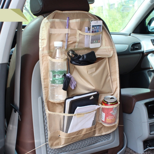 

Auto Car Seat Back Organizer Car Seat Hanging Bag Storage for Drinks Cups Phones and Other Items (Khaki)