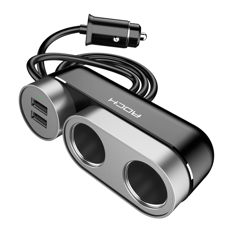 

Rock 2 In 1 Multi-functional Dual USB Cigarette Socket Lighter Splitter Phone Car Charger Car Cigarette Lighter Socket, Version 4.8A(Black)