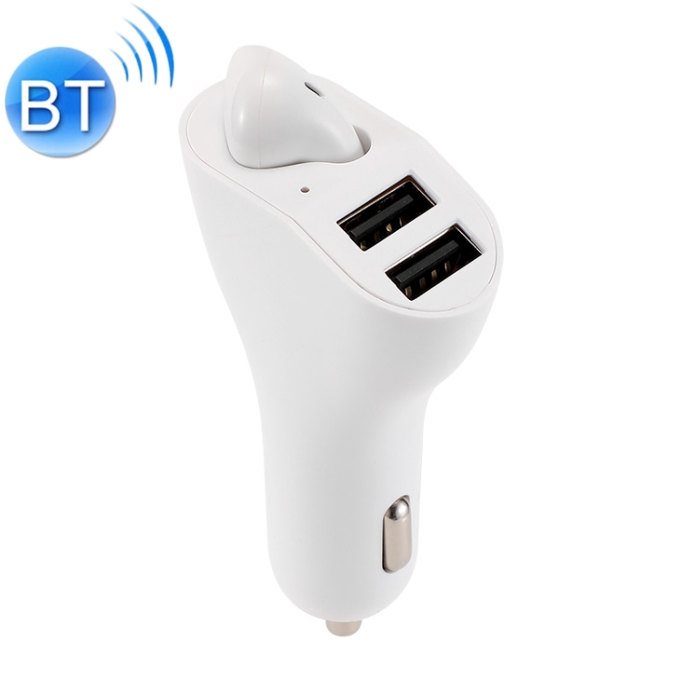 

RV2 2 in 1 2.4A Dual USB Port Car Charger & V5.0 Bluetooth Headset, Support Hands-free Call (Left Ear White)
