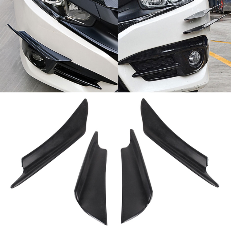

4 PCS Universal Black Car Front Bumper Body Spoiler Lip Splitter Protector Bar Strip Guard Sticker