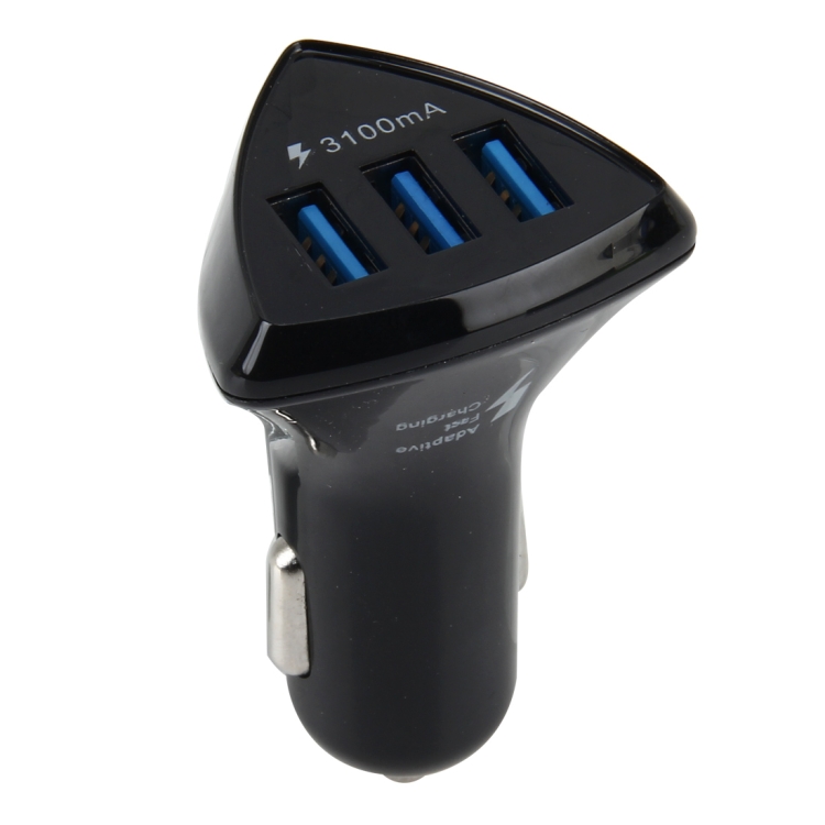 

Safety Quickly Charger DC 12-24V Digital Charger Intelligent Matching Current Intelligent Charge 3 USB Ports Car Charger(Black)