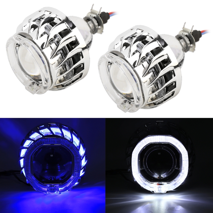 

IPHCAR F2S 2 PCS H1 2.5 inch 12V Double Light Bi-Xenon Projector Lens Headlight with Light Bulb for Left Driving (Blue Light)