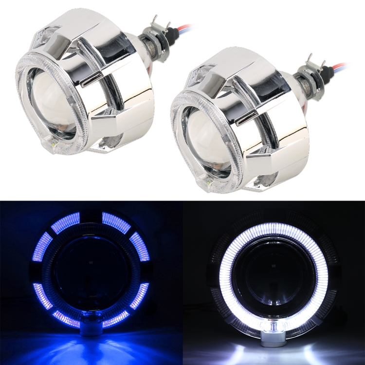 

IPHCAR M99 2 PCS H1 2.5 inch 12V Double Light Bi-Xenon Projector Lens Headlight with Light Bulb for Right Driving (Blue Light)