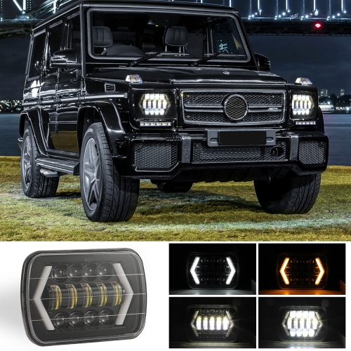 

7 inch H4 DC 9V-30V 3000LM 6000K 30W IP67 8LED Lamp Beads Car Square Shape LED Headlight Lamps for Jeep Wrangler