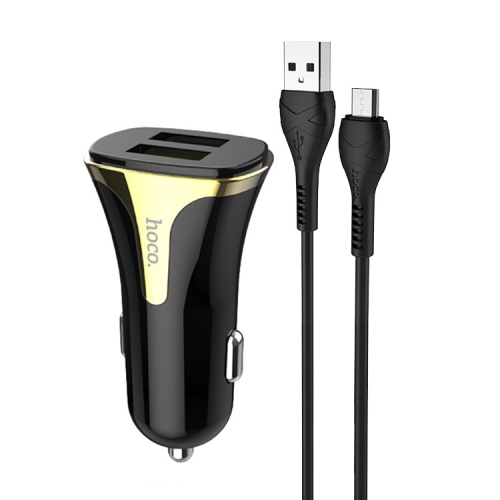

hoco Z31 18W 3.4A Portable QC3.0 Dual USB Car Charger with Micro USB Charging Cable (Black)