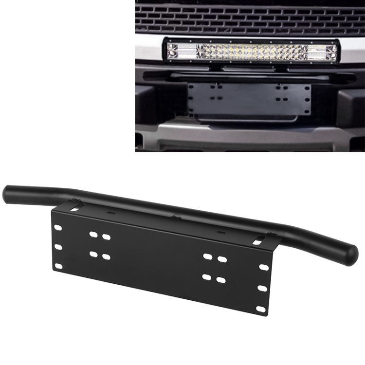 

Jtron Light Universal License Plate Bumper Frame for Off-Road Jeep LED Work Light Bar Mounting Bracket with Front Bucket (Black)