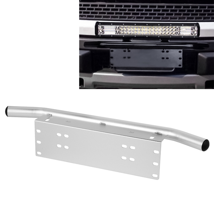 

Jtron Light Universal License Plate Bumper Frame for Off-Road Jeep LED Work Light Bar Mounting Bracket with Front Bucket (Silver)