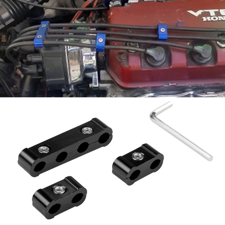 

3 PCS Aluminum Engine Spark Plug Wire Separator Divider Organizer Clamp Kit (Black)