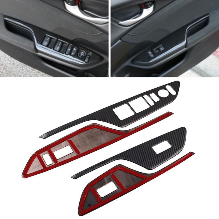 

4 PCS Car Carbon Fiber Window Lift Switch Panel Decorative Sticker for Honda Civic 10th Generation