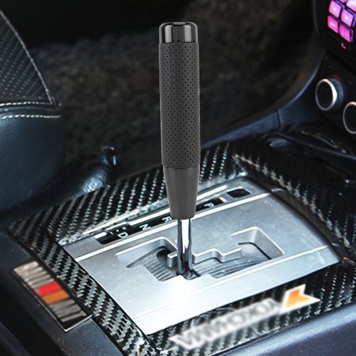 

Metal Leather Long Column Car Shift Knob, Size: 18x3.3cm (Black)