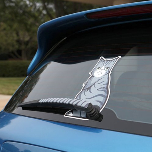 

Vehicle Car Rear Windshield Window Wiper Reflective Self-Adhesive Frowning Cat Moving Tail Vinyl Decal Sticker