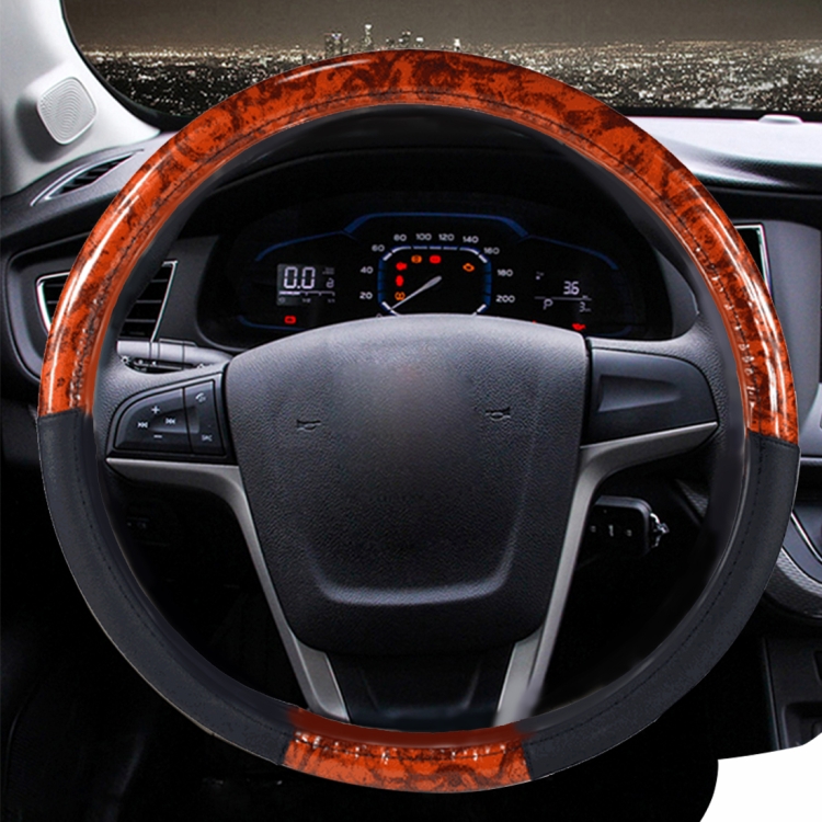 

PU Leather Peach Wood Texture Four Seasons Truck Steering Wheel Cover, Adaptation Steering Wheel Diameter: 41-42 cm(Brown)