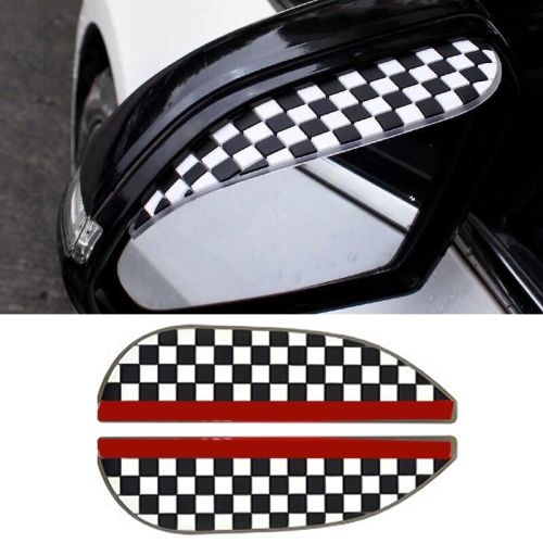 

1 Pair Black White Grid Pattern Universal Car Rearview Mirror Rain Blades Car Back Mirror Eyebrow Rain Cover