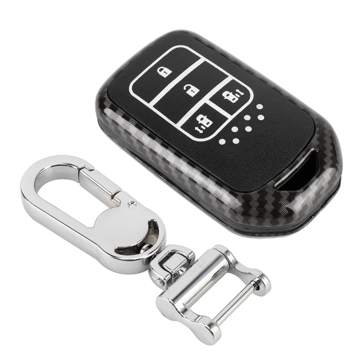 

Carbon Fiber Texture Car Key Protective Cover for Honda 4-button Electric Door (Black)
