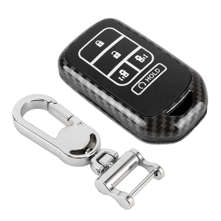 

Carbon Fiber Texture Car Key Protective Cover for Honda English 4-button Electric Door (Black)