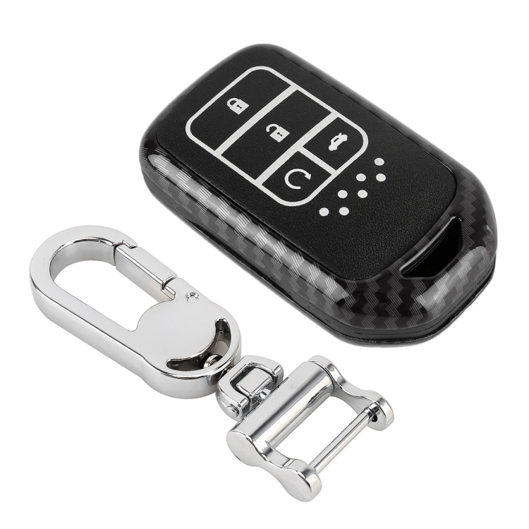 

Carbon Fiber Texture Car Key Protective Cover for Honda Smart 4-button English Tailgate (Black)