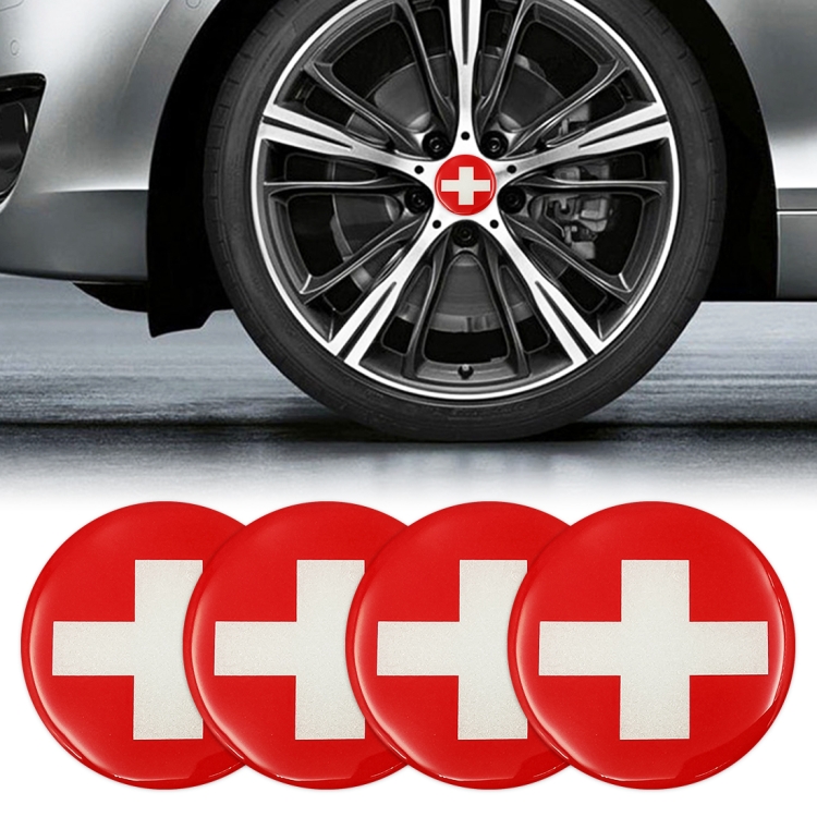 

4 PCS Car-Styling Swiss Flag Pattern Metal Wheel Hub Decorative Sticker, Diameter: 5.8cm