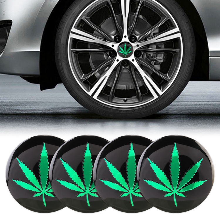 

4 PCS Car-Styling Green Leaves Pattern Metal Wheel Hub Decorative Sticker, Diameter: 5.8cm