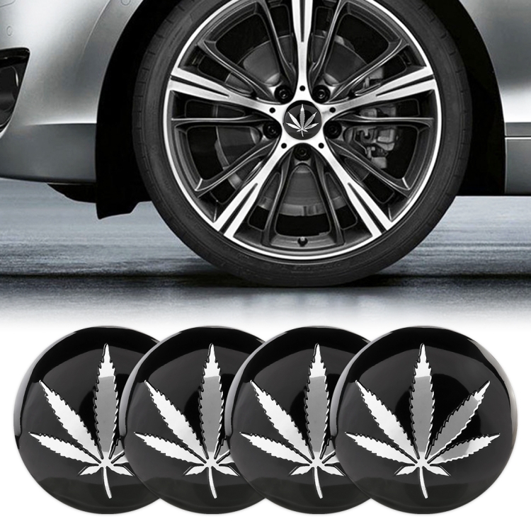 

4 PCS Car-Styling Silver Leaves Pattern Metal Wheel Hub Decorative Sticker, Diameter: 5.8cm