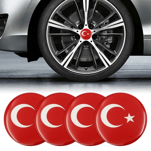 

4 PCS Car-Styling Turkish Flag Pattern Metal Wheel Hub Decorative Sticker, Diameter: 5.8cm