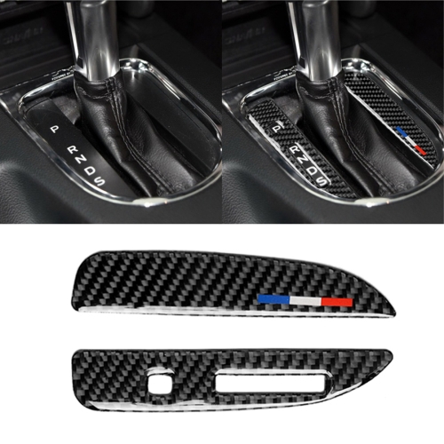 

2 PCS Car USA Color Carbon Fiber Gearshift Panel Decorative Sticker for Ford Mustang 2015-2017