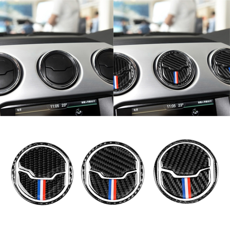 

9 PCS Car USA Color Carbon Fiber Air Outlet Decorative Sticker for Ford Mustang 2015-2017